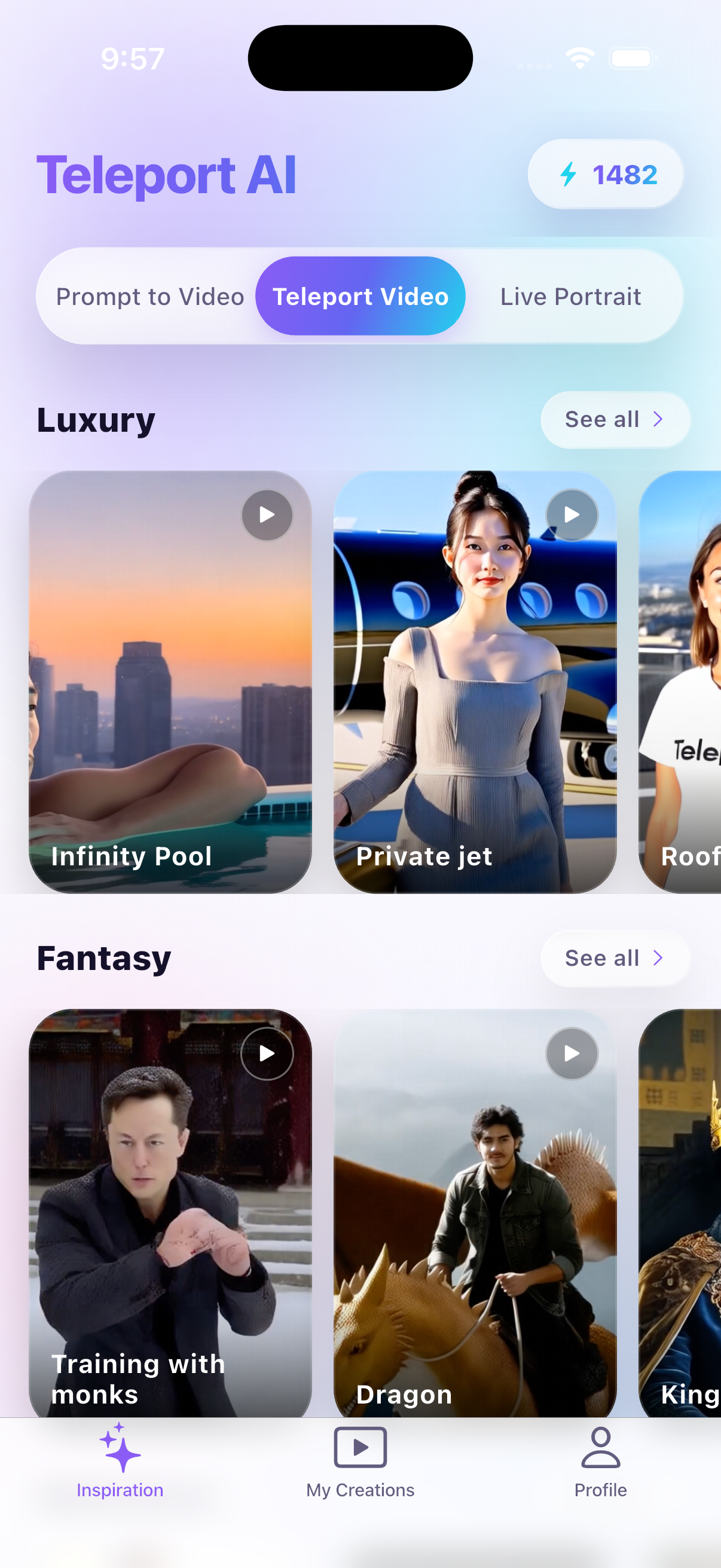 Teleport AI home screen
